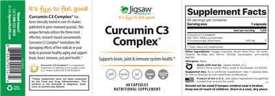 Photo of the Jigsaw Health Curcumin C3 Complex label