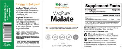 Photo of the Jigsaw Health MagPure Malate label