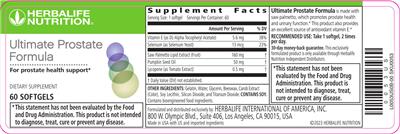 Photo of the Herbalife Nutrition Ultimate Prostate Formula label