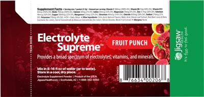 Photo of the Jigsaw Health Electrolyte Supreme Fruit Punch label