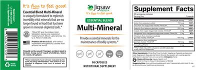 Photo of the Jigsaw Health Essential Blend Multi Mineral label