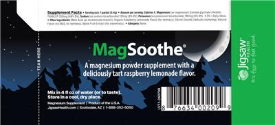 Photo of the Jigsaw Health MagSoothe Tart Raspberry Lemonade Flavor label