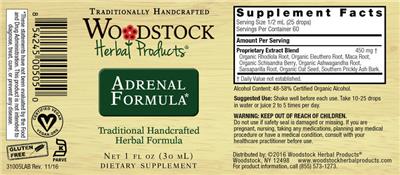 Photo of the Woodstock Herbal Products Adrenal Formula label