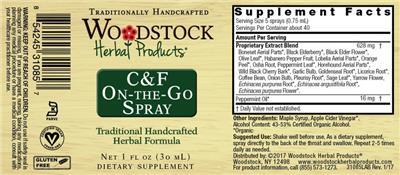 Photo of the Woodstock Herbal Products C&F On-The-Go Spray label