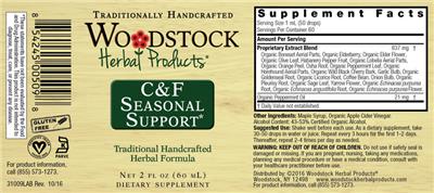 Photo of the Woodstock Herbal Products C&F Seasonal Support label