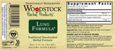 Photo of the Woodstock Herbal Products Lung Formula label