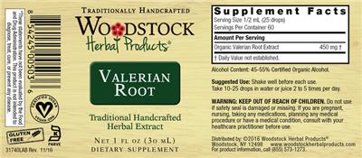 Photo of the Woodstock Herbal Products Valerian Root label