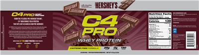 Photo of the Cellucor C4 Pro Whey Protein Hershey's Milk Chocolate label