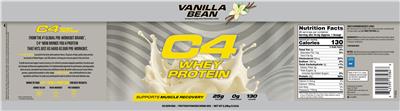 Photo of the Cellucor C4 Whey Protein Vanilla Bean label