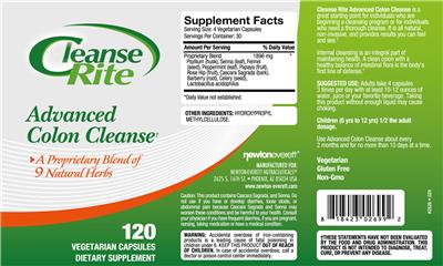 Label of Cleanse Rite Advanced Colon Cleanse