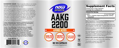 Photo of the NOW Sports AAKG 2200 label