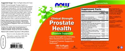 Photo of the NOW Clinical Strength Prostate Health label