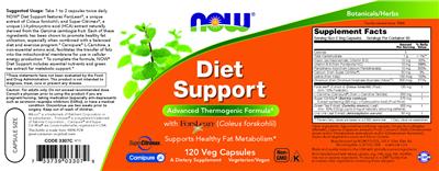 Photo of the NOW Diet Support label