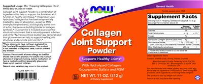 Photo of the NOW Joint Support Powder label