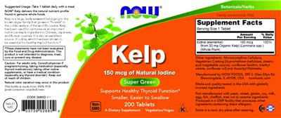 Photo of the NOW Kelp label