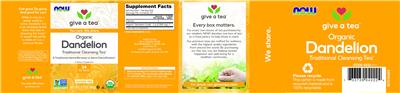 Photo of the NOW Give A Tea Organic Dandelion label