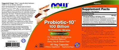 Label of Probiotic-10 100 Billion