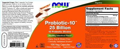 Label of Probiotic-10 25 Billion