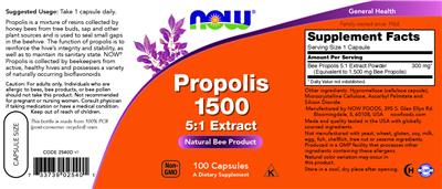 Photo of the NOW Propolis 1500 label