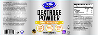 Photo of the NOW Sports Dextrose Powder label