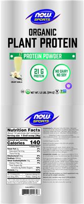 Photo of the NOW Sports Organic Plant Protein Creamy Vanilla label
