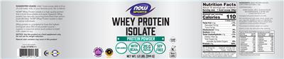 Photo of the NOW Sports Whey Protein Isolate Unflavored label