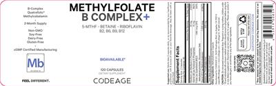 Photo of the Codeage Methylfolate B Complex+ label