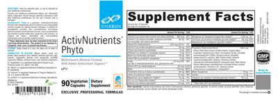 Photo of the XYMOGEN ActivNutrients Phyto label