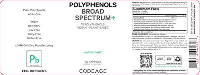 Photo of the Codeage Polyphenols Broad Spectrum+ label