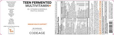 Label of Teen Fermented Multivitamin+