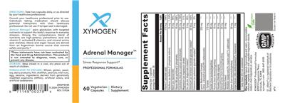 Photo of the XYMOGEN Adrenal Manager label