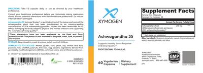 Photo of the XYMOGEN Ashwagandha 35 label