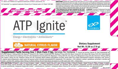 Photo of the XYMOGEN ATP Ignite Natural Citrus Flavor label