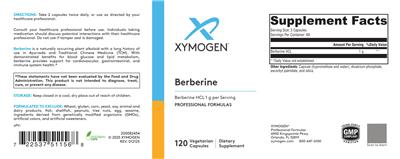 Photo of the XYMOGEN Berberine label