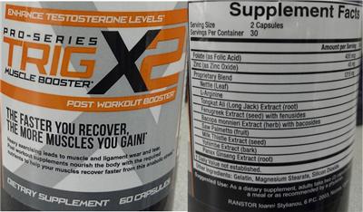 Photo of the Trig X2 Pro-Series Trig X2 Muscle Booster label
