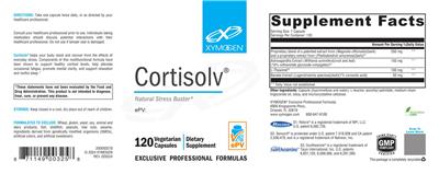 Photo of the XYMOGEN Cortisolv label