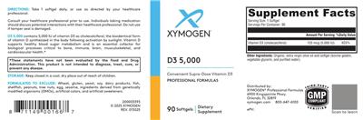 Photo of the XYMOGEN D3 5,000 label