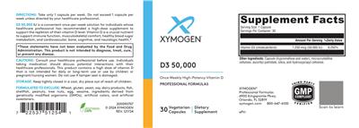 Photo of the XYMOGEN D3 50,000 label