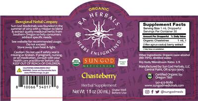 Photo of the Sun God Medicinals Ra Herbals Organic Chasteberry label