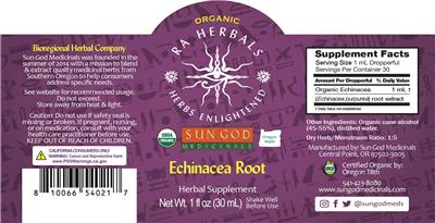 Photo of the Sun God Medicinals Ra Herbals Organic Echinacea Root label