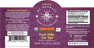 Photo of the Ra Herbals Organic Fresh Milky Oat Tops label