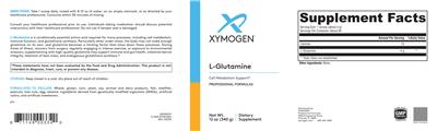 Photo of the XYMOGEN L-Glutamine label