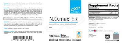 Photo of the XYMOGEN N.O.max ER label