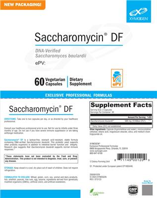 Photo of the XYMOGEN Saccharomycin DF label