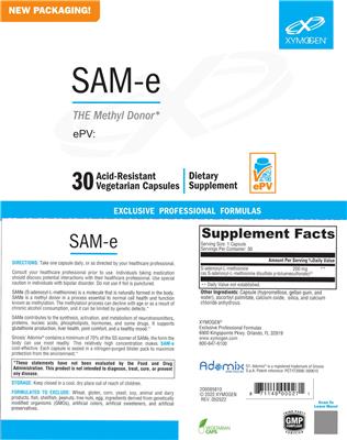 Photo of the XYMOGEN SAM-e label