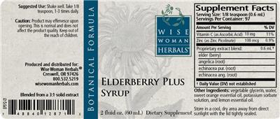 Photo of the Wise Woman Herbals Elderberry Plus Syrup label