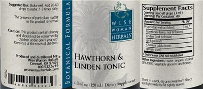 Photo of the Wise Woman Herbals Hawthorn & Linden Tonic label