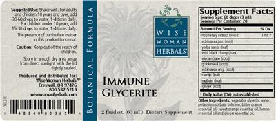 Photo of the Wise Woman Herbals Immune Glycerite label