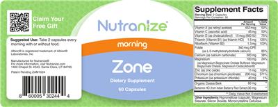 Photo of the Nutranize Zone Morning label