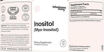 Photo of the Wholesome Story Inositol (Myo-Inositol) 2000 mg label